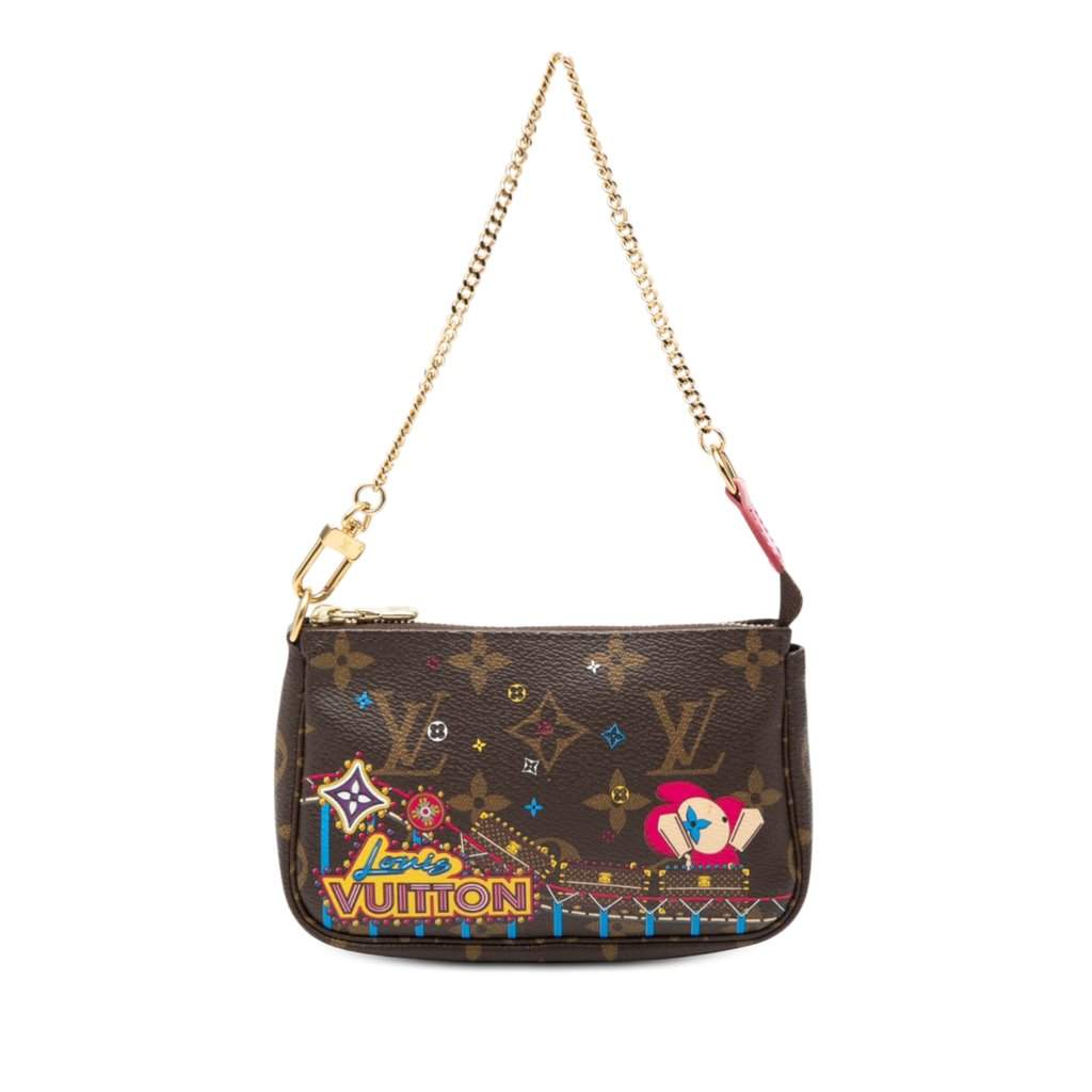 Louis Vuitton Monogram Vivienne Christmas Roller Coaster Mini Pochette Accessoires Brown Very good - Front View