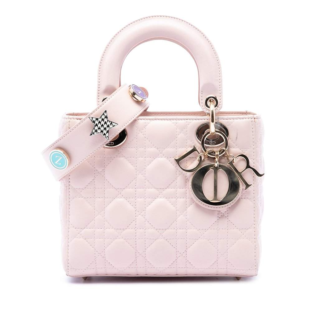 Dior Small Lambskin Cannage My ABCDior Lady Dior Pink Leather Very good - Front View