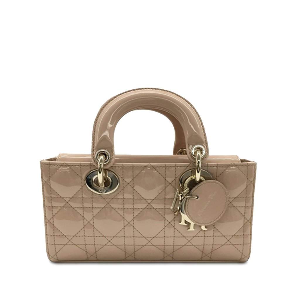 Dior Small Patent Cannage Lady D-Joy Beige Leather Very good - Front View