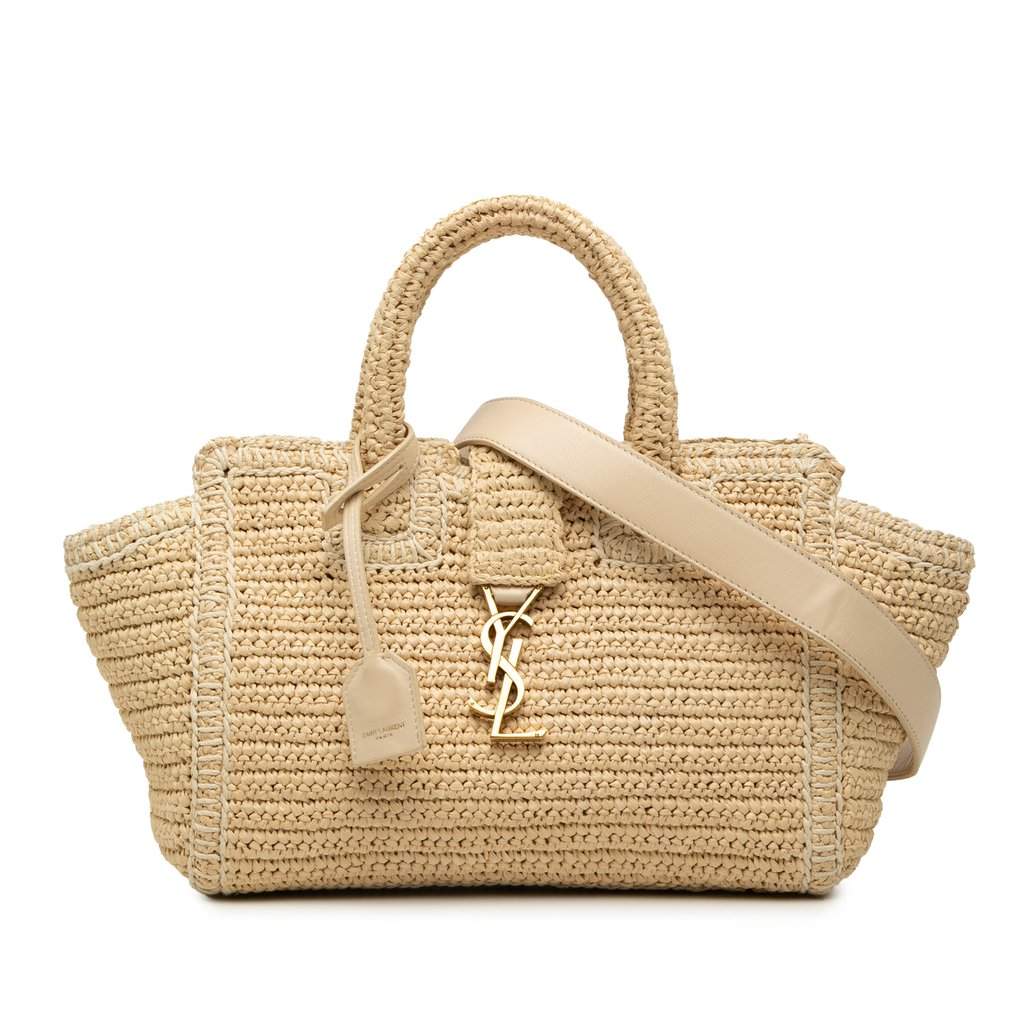 Saint Laurent Baby Raffia Monogram Downtown Cabas Beige Very good condition - Front View