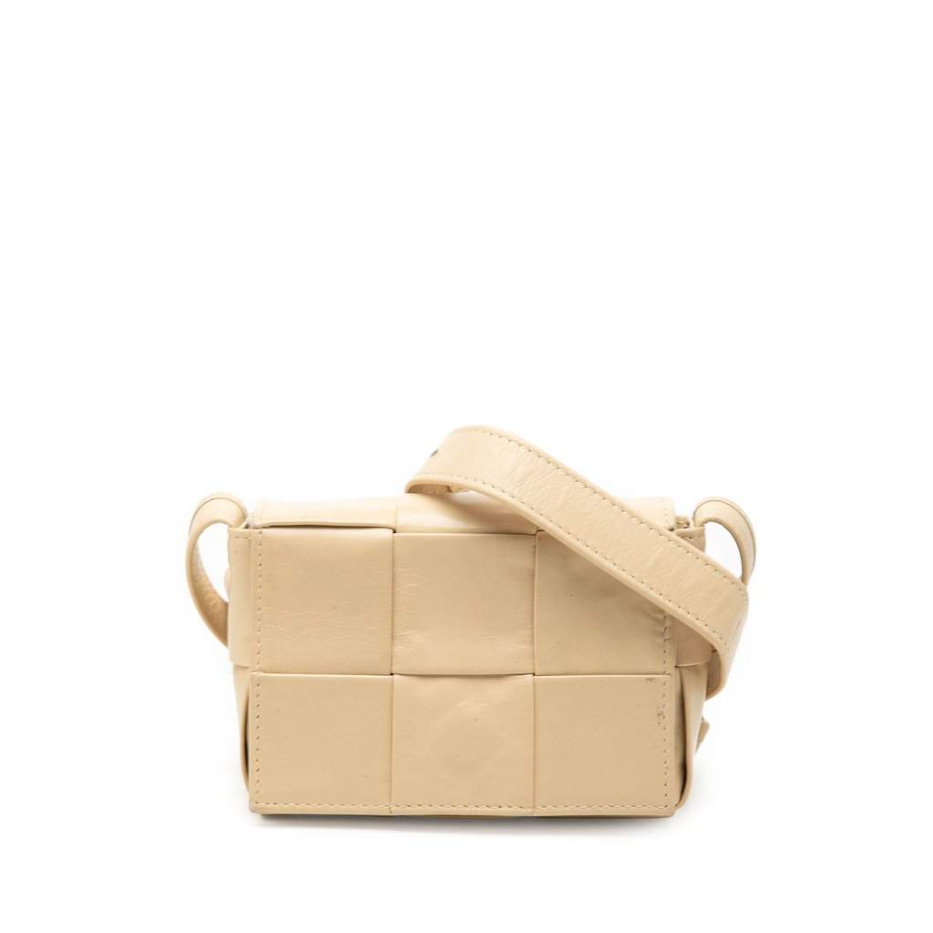 Bottega Veneta Extra Mini Nappa Intrecciato Cassette Crossbody Beige Leather Very good condition - Front View