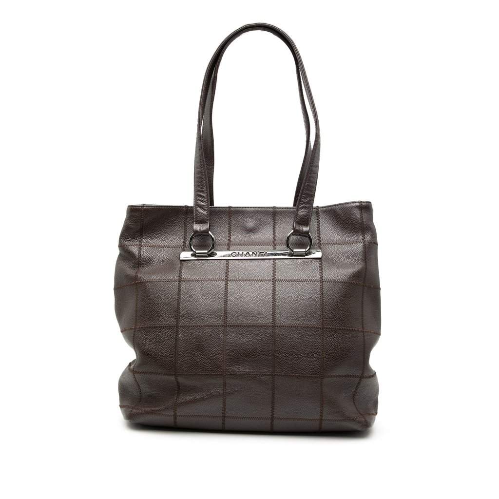 Chanel Chocolate Bar Stitched Caviar Tote Brown Leather Very good - Front View