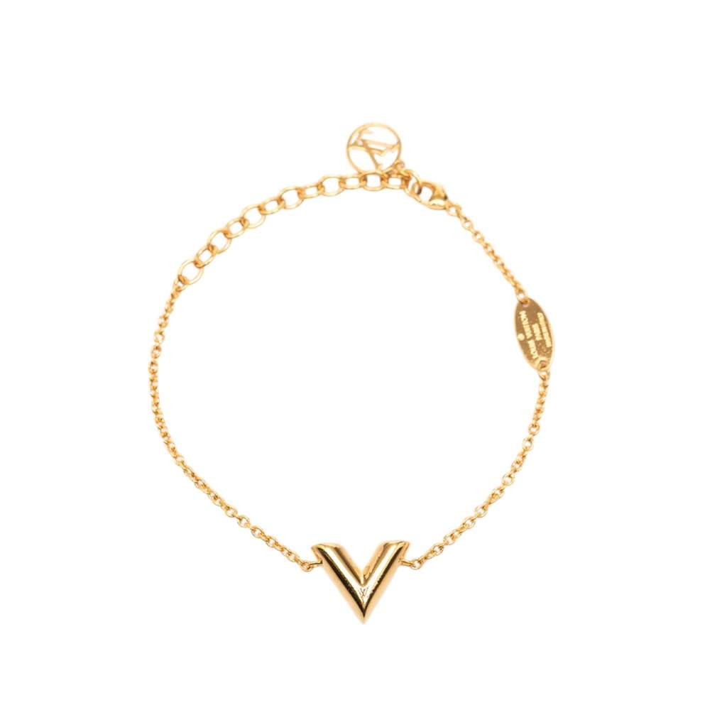 Louis Vuitton Gold Plated Essential V Bracelet Gold Metal Very good condition - Front View