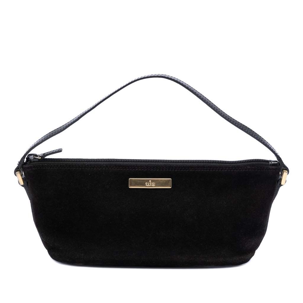 Gucci Suede Boat Black Leather Very good condition - Front View