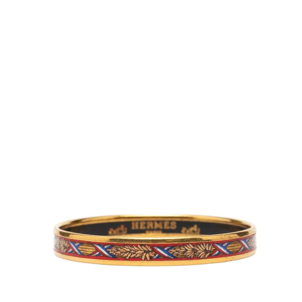 Hermès Narrow Liberte Egalite Fraternite Enamel Bangle 65 Red Very good condition - Front View