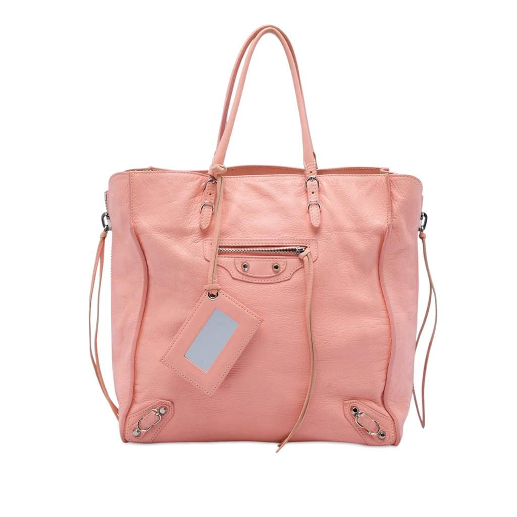 Balenciaga Leather Papier A5 Zip Around Tote Pink Leather Very good - Front View