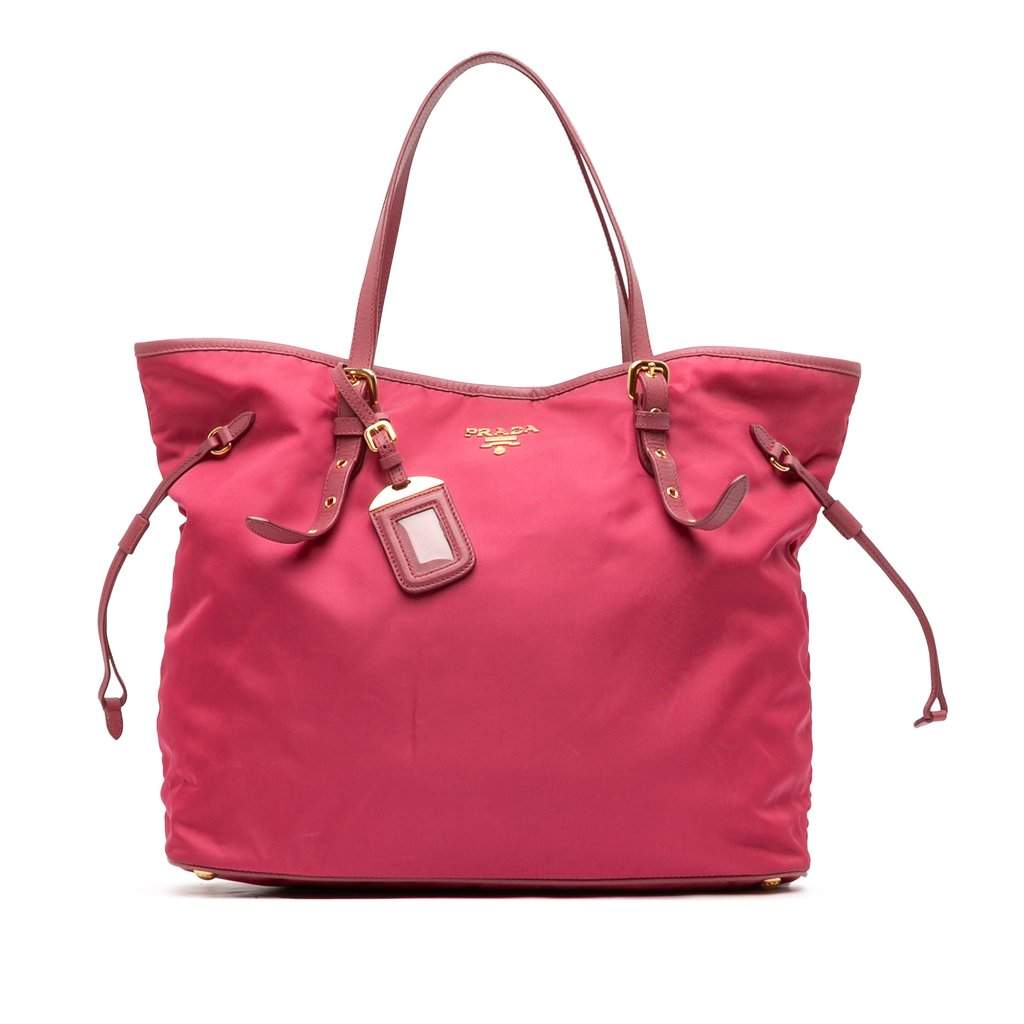 Prada Saffiano Trimmed Tessuto Tote Pink Very good - Front View