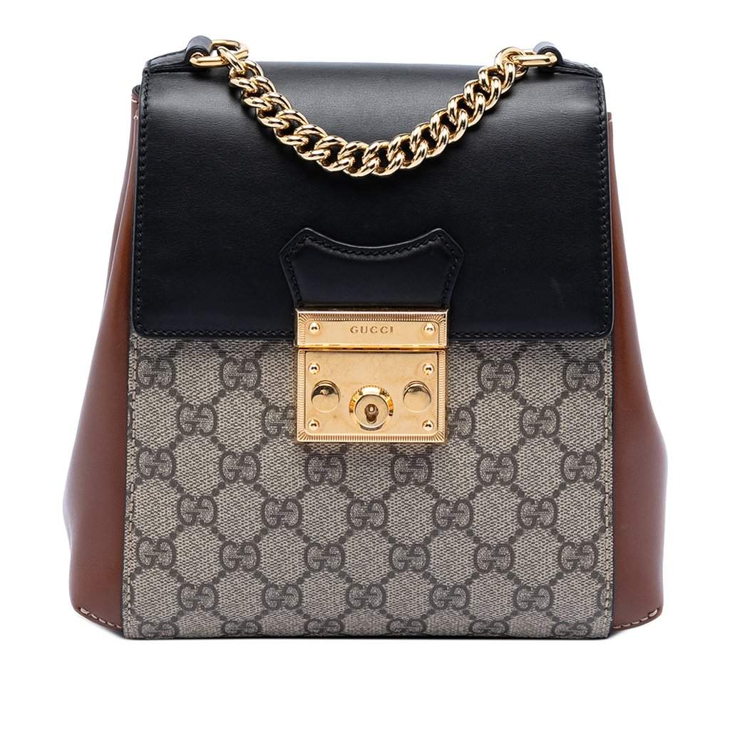 Gucci GG Supreme Padlock Backpack Beige Very good - Front View