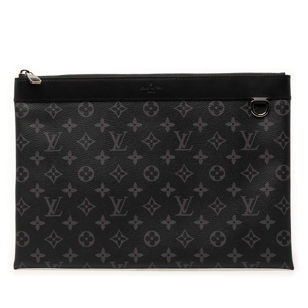 Louis Vuitton Monogram Eclipse Discovery Pochette GM Black Very good - Front View