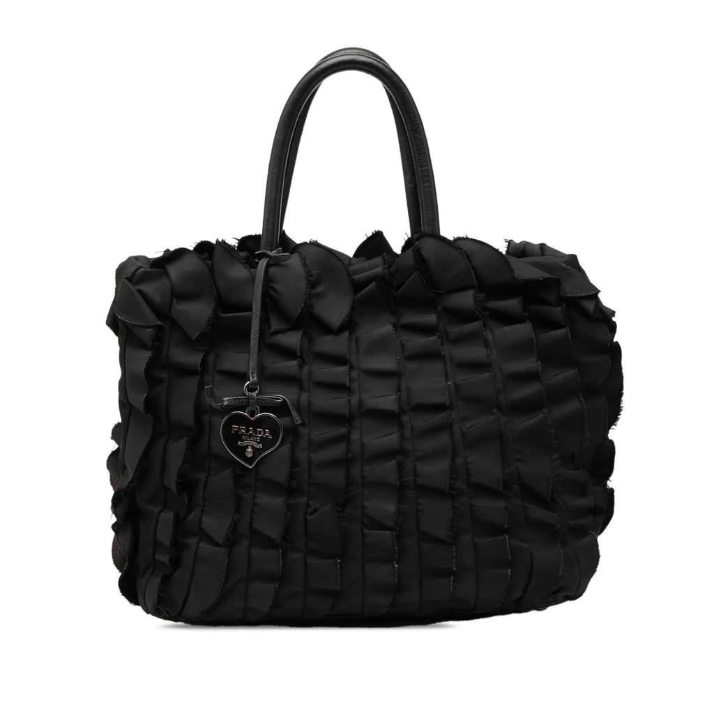 Prada Tessuto Ruffle Tote Black Very good condition - Front View