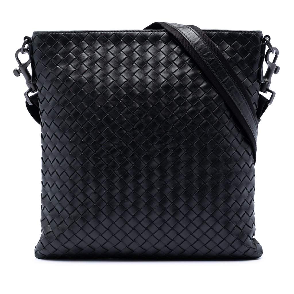 Bottega Veneta Nappa Intrecciato VN Crossbody Black Leather Very good condition - Front View