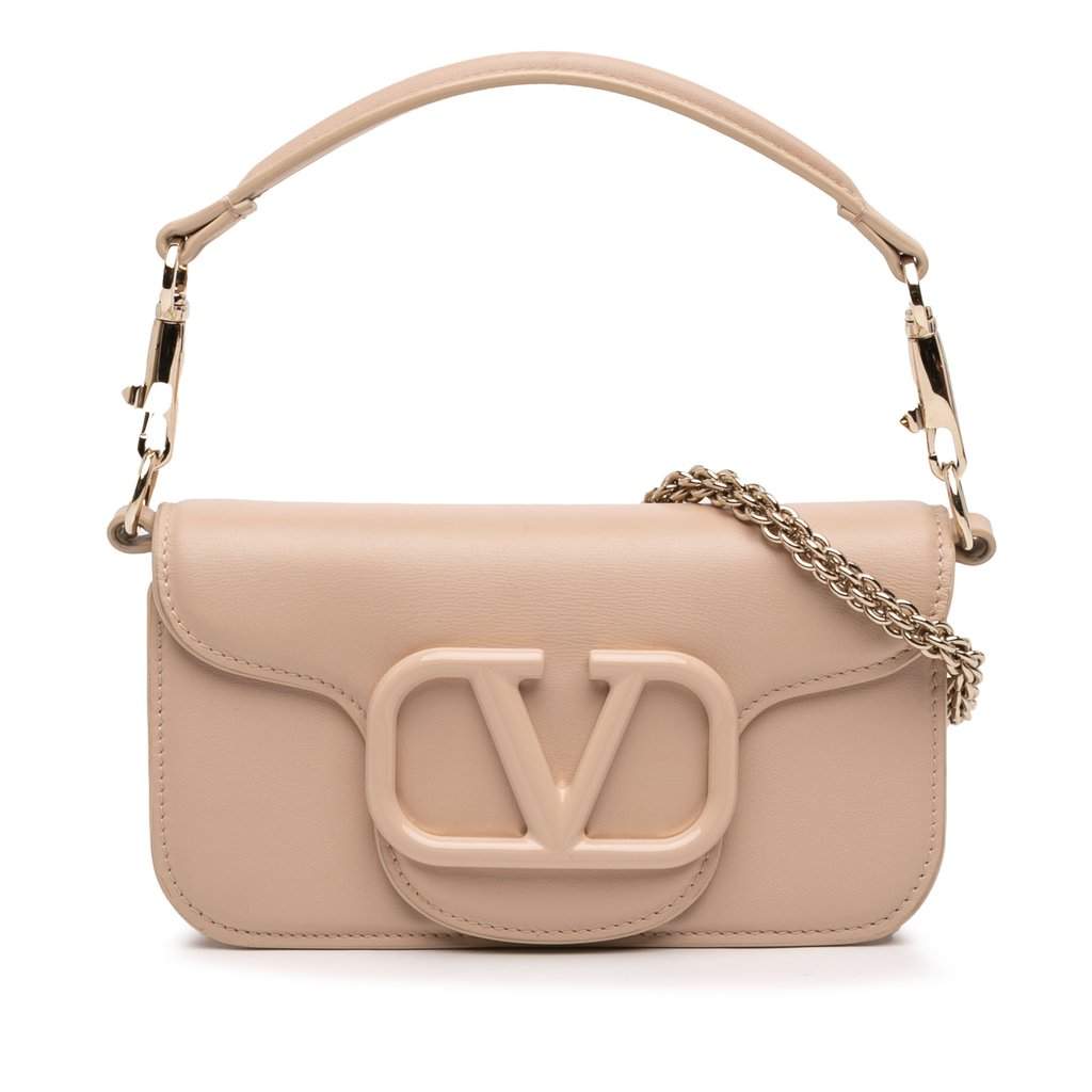 Valentino Small Calfskin VLogo Loco Satchel Brown Leather Very good - Front View