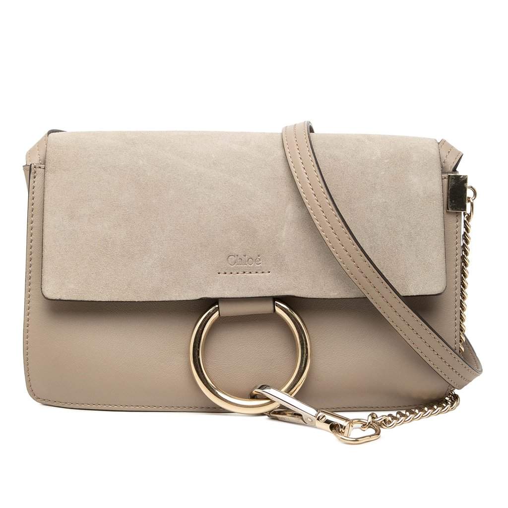 Chloé Small Suede and Calfskin Faye Crossbody Brown Leather Very good - Front View