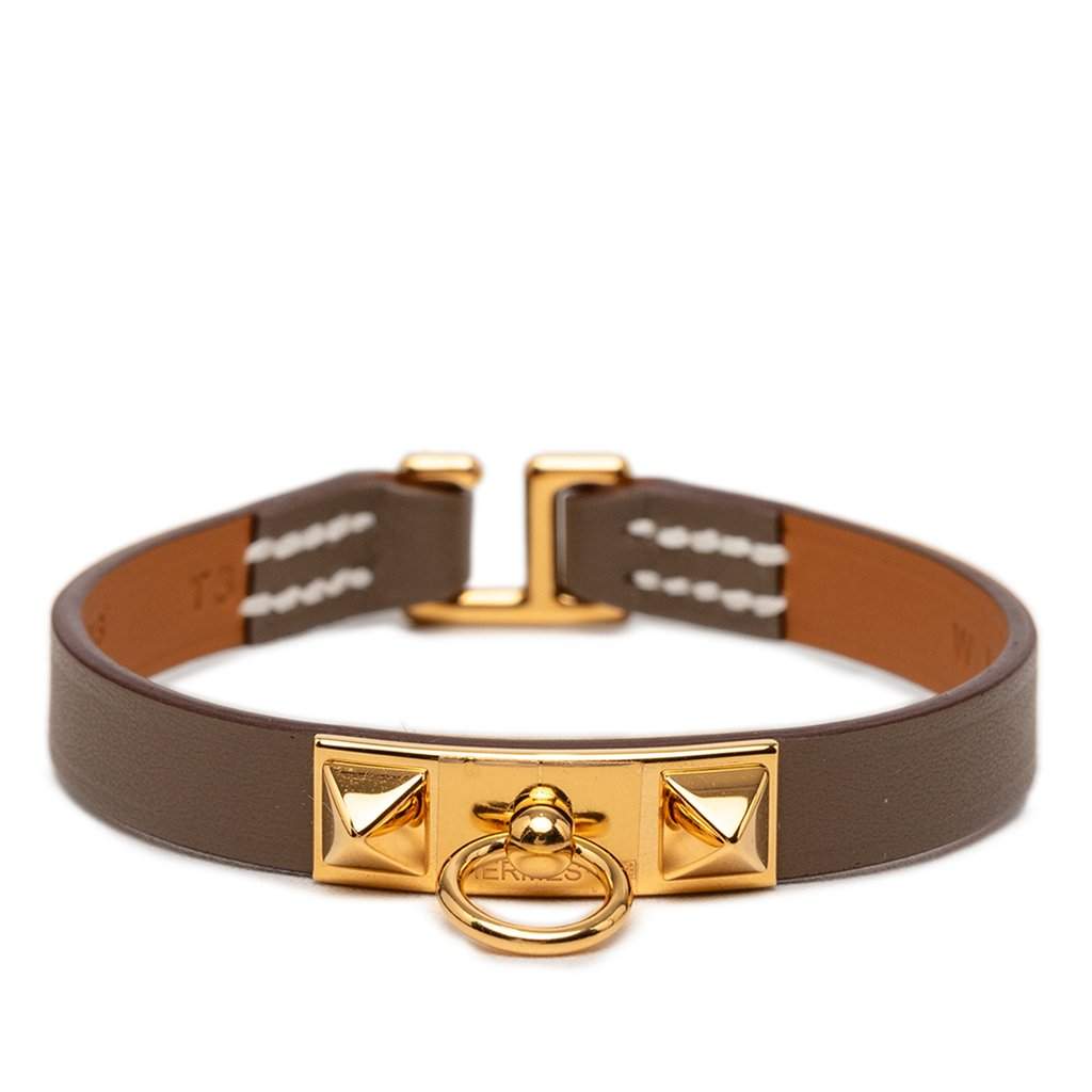 Hermès Swift Rivale Mini Bracelet T3 Brown Leather Very good - Front View