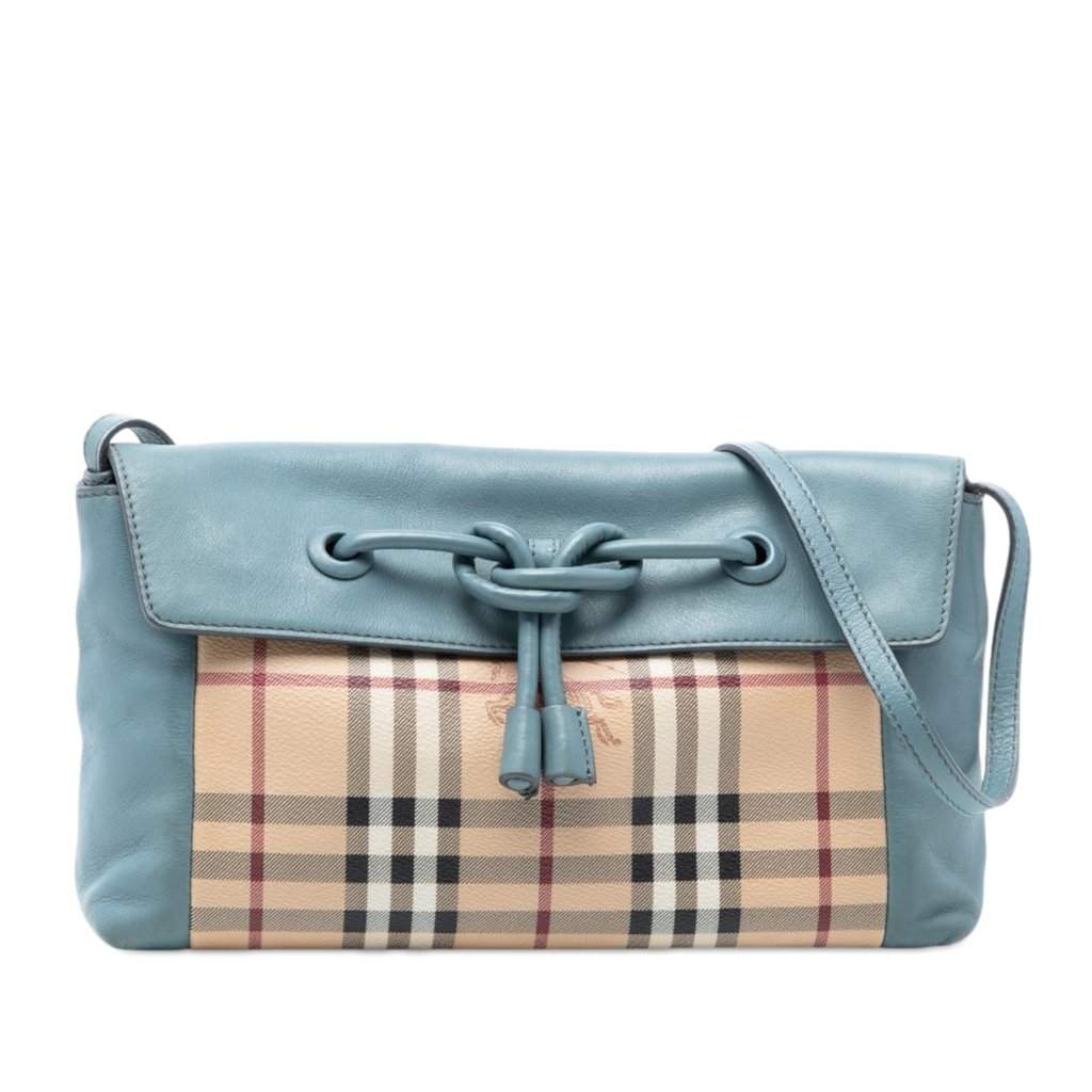 Burberry Haymarket Check Coated Canvas Leah Crossbody Beige Very good condition - Front View
