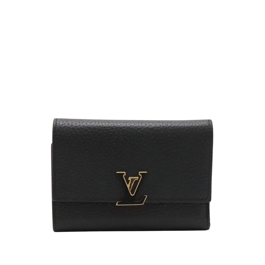 Louis Vuitton Taurillon Capucines Compact Wallet Black Leather Very good - Front View