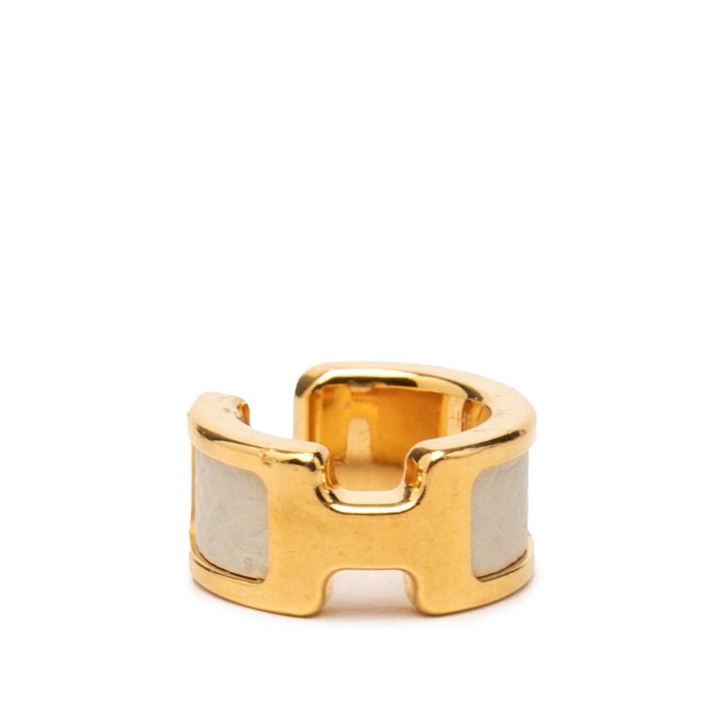 Hermès Gold Plated and Epsom Olympe Ear Cuff Gold Metal Very good condition - Front View