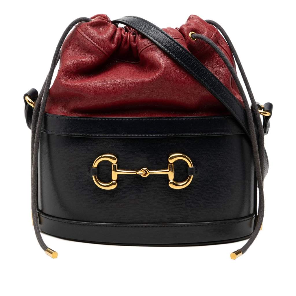 Gucci Calfskin Horsebit 1955 Bucket Bag Black Leather Very good - Front View