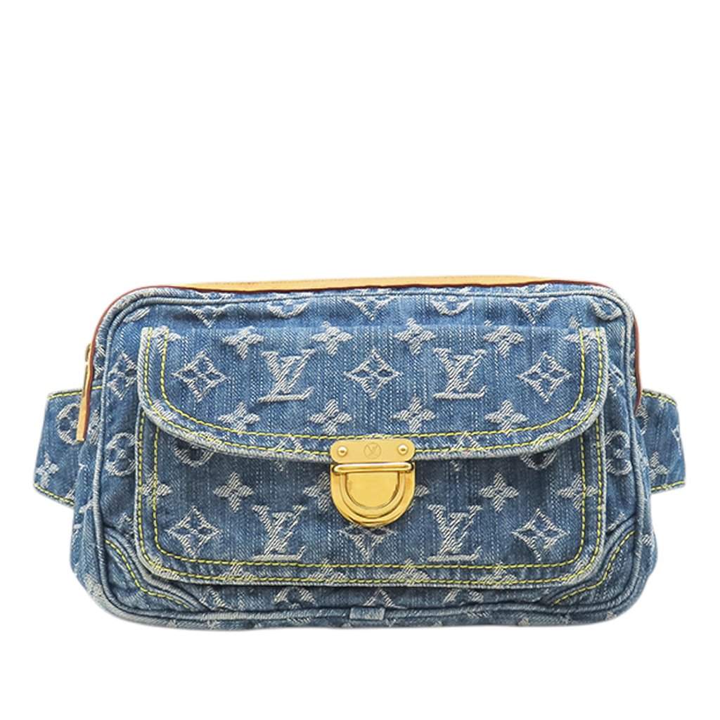 Louis Vuitton Monogram Denim Bum Bag Blue Very good - Front View