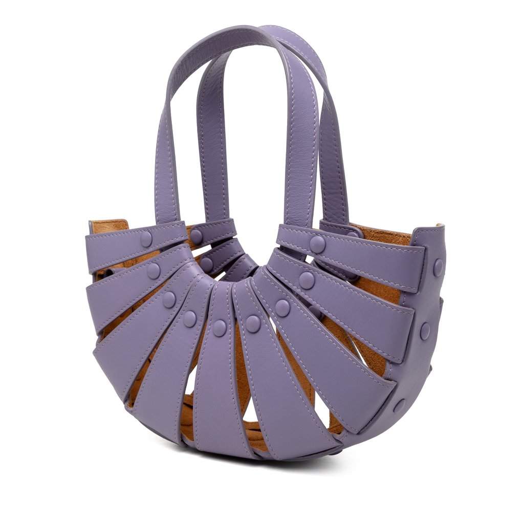 Bottega Veneta Small Calfskin Shell Bag Purple Leather Very good - Front View