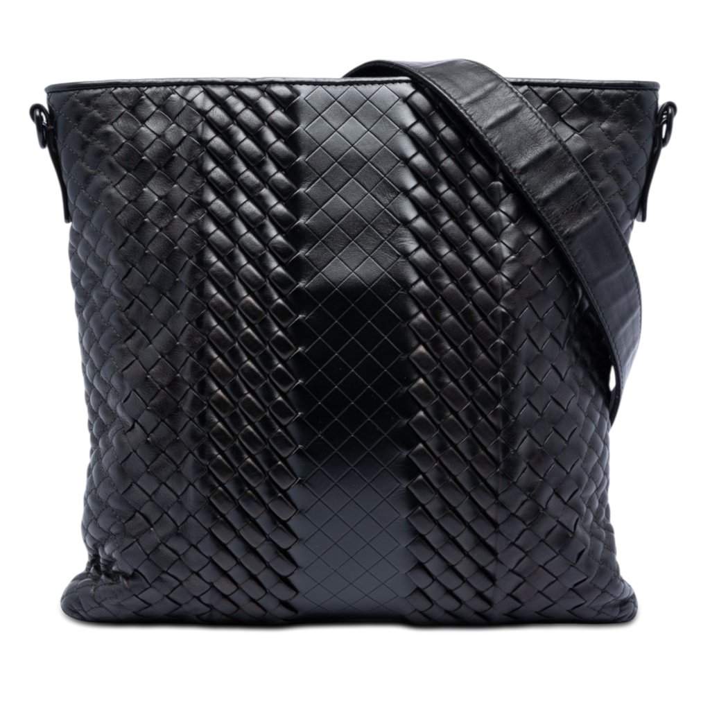 Bottega Veneta Leather Intreccio Imperatore Crossbody Black Leather Very good condition - Front View