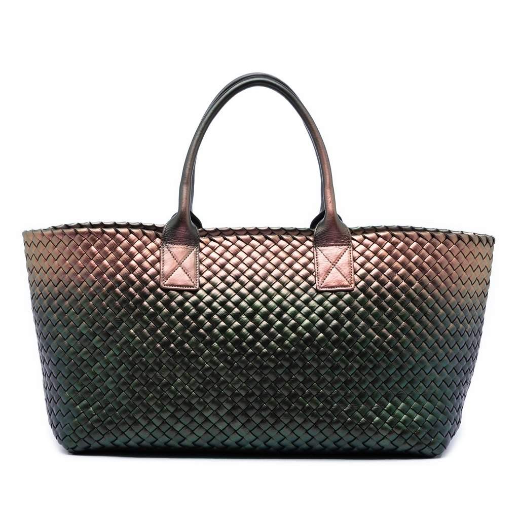 Bottega Veneta Medium Iridescent Nappa Intrecciato Cabat Tote Brown Leather Very good condition - Front View