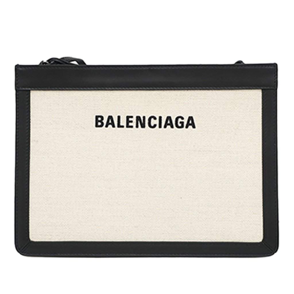 Balenciaga Canvas Navy Pochette Crossbody Brown Very good condition - Front View