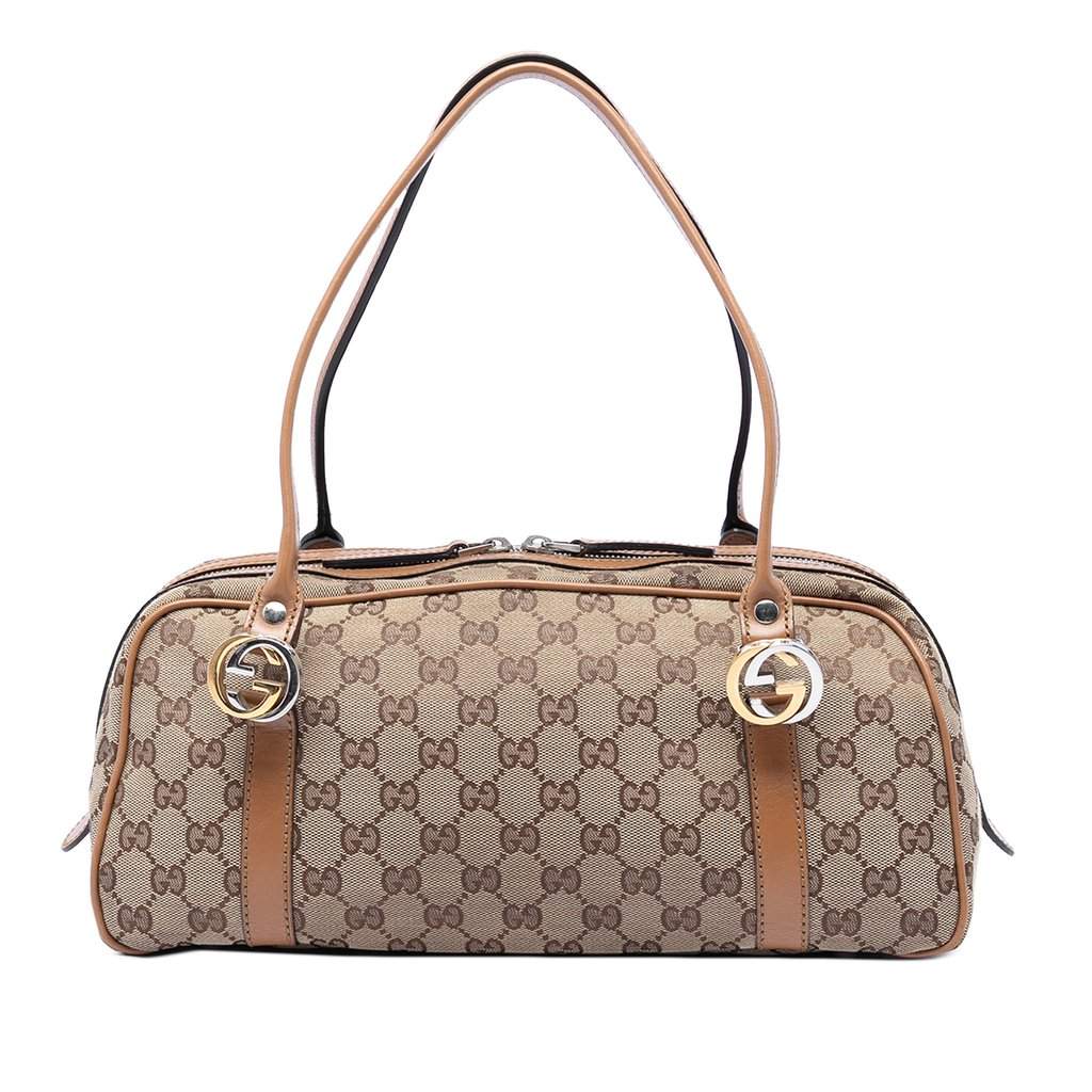 Gucci GG Canvas Twins Shoulder Bag Beige Very good condition - Front View