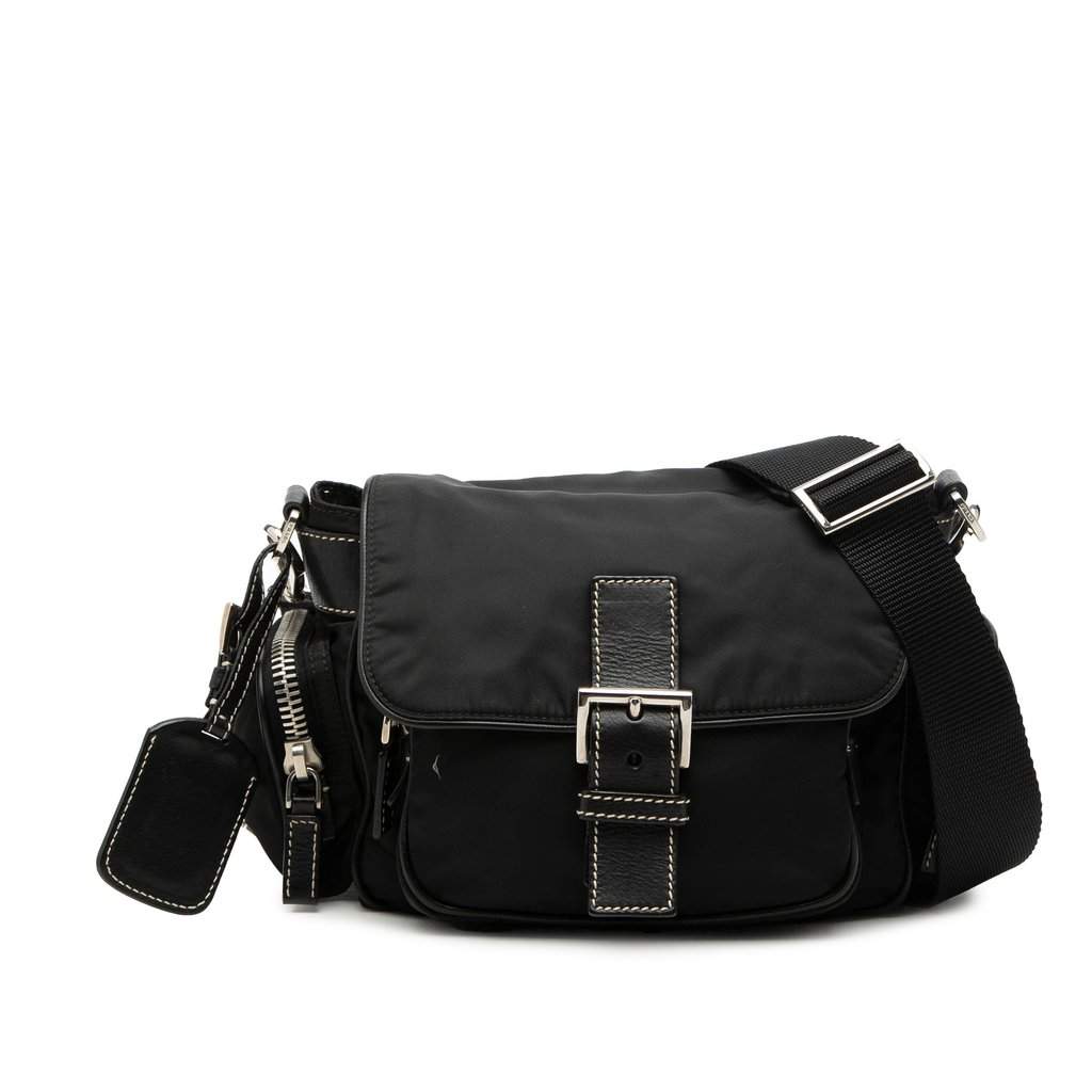 Prada Tessuto Buckle Messenger Bag Black Very good condition - Front View