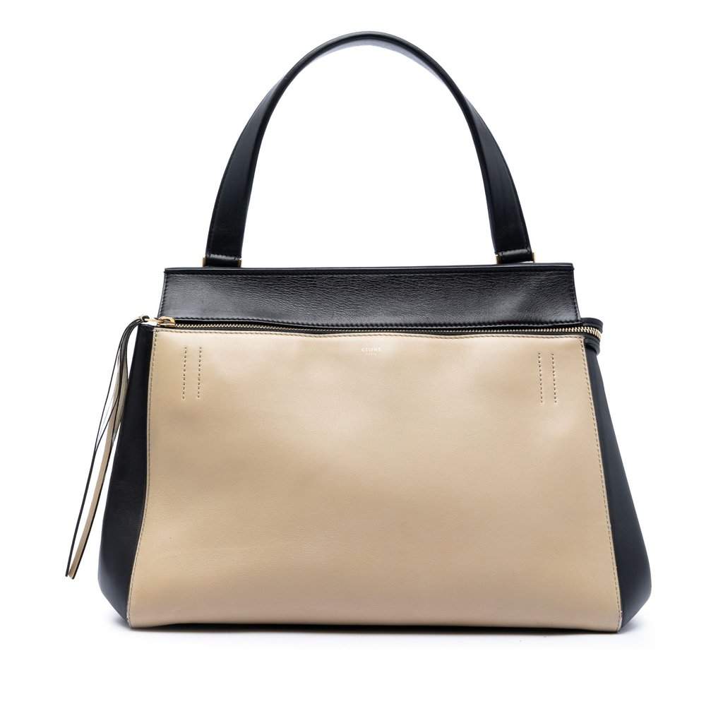 Celine Medium Bicolor Leather Edge Handbag Black Leather Very good condition - Front View