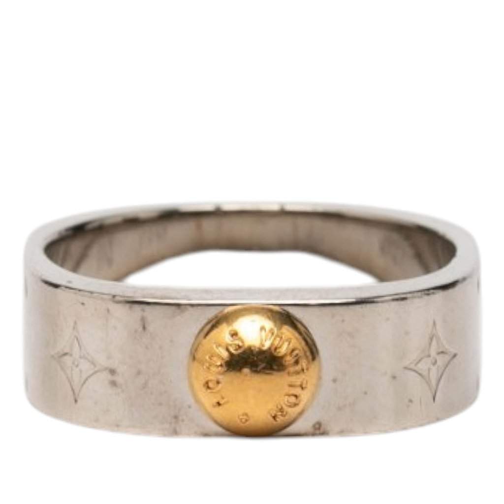 Louis Vuitton Brass Nanogram Ring Silver Metal Very good condition - Front View