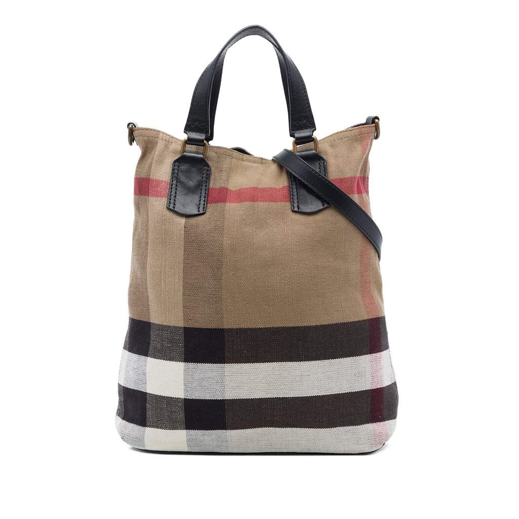 Burberry Mega Check Canvas Tottenham Brit Satchel Brown Very good - Front View