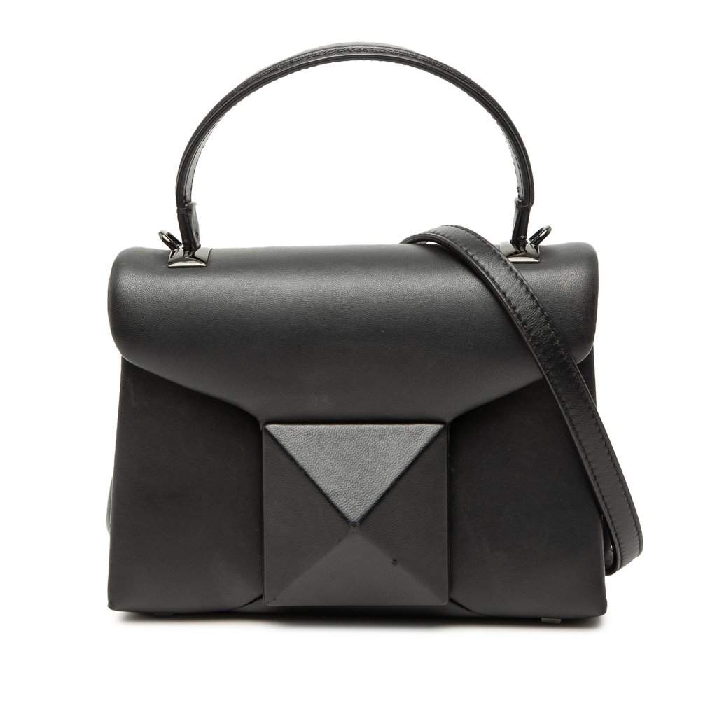 Valentino Mini Leather One Stud Top Handle Bag Black Leather Very good condition - Front View
