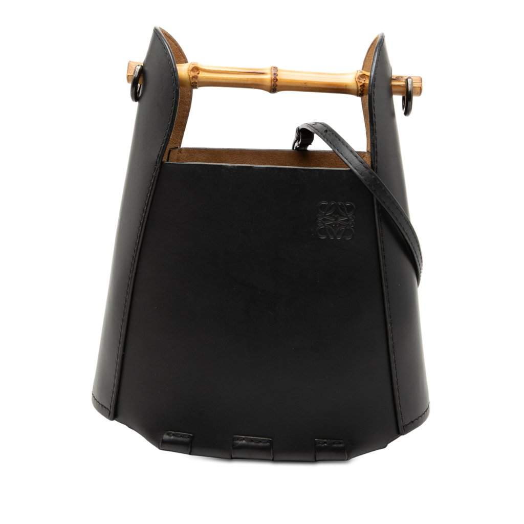 Loewe Calfskin Bamboo Bucket Bag Black Leather Very good - Front View