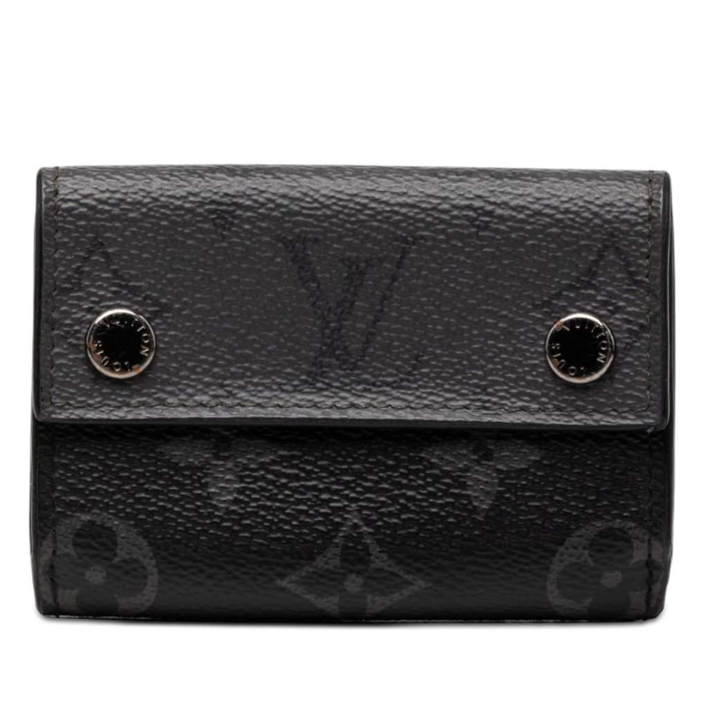 Louis Vuitton Monogram Eclipse Reverse Discovery Compact Wallet Black Very good condition - Front View