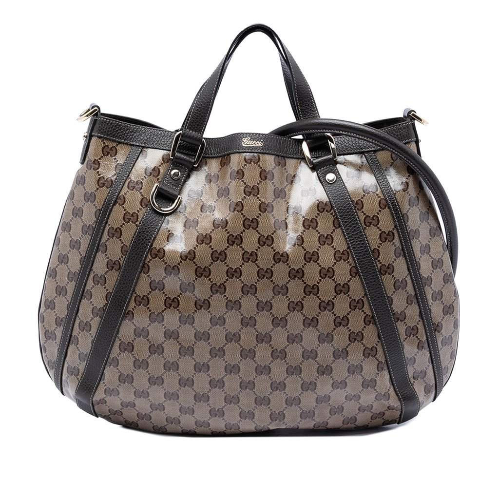 Gucci GG Crystal Abbey D Ring Convertible Tote Beige Very good - Front View