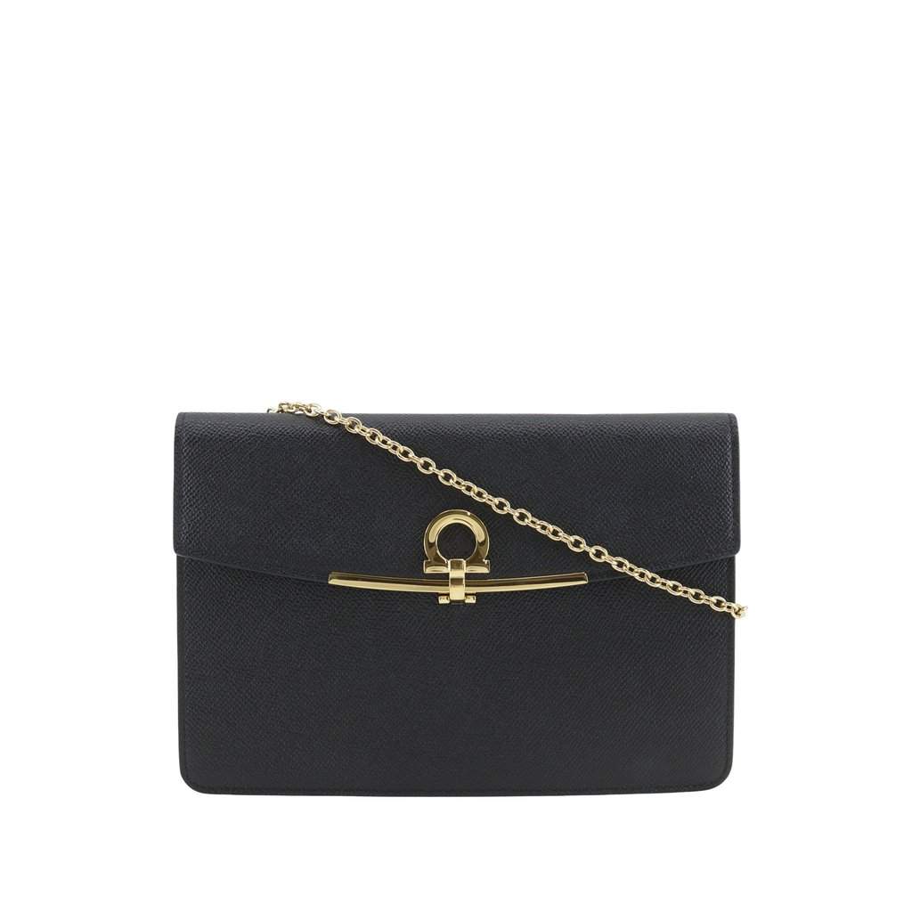 Salvatore Ferragamo Leather Gancini Icona Crossbody Black Leather Very good condition - Front View