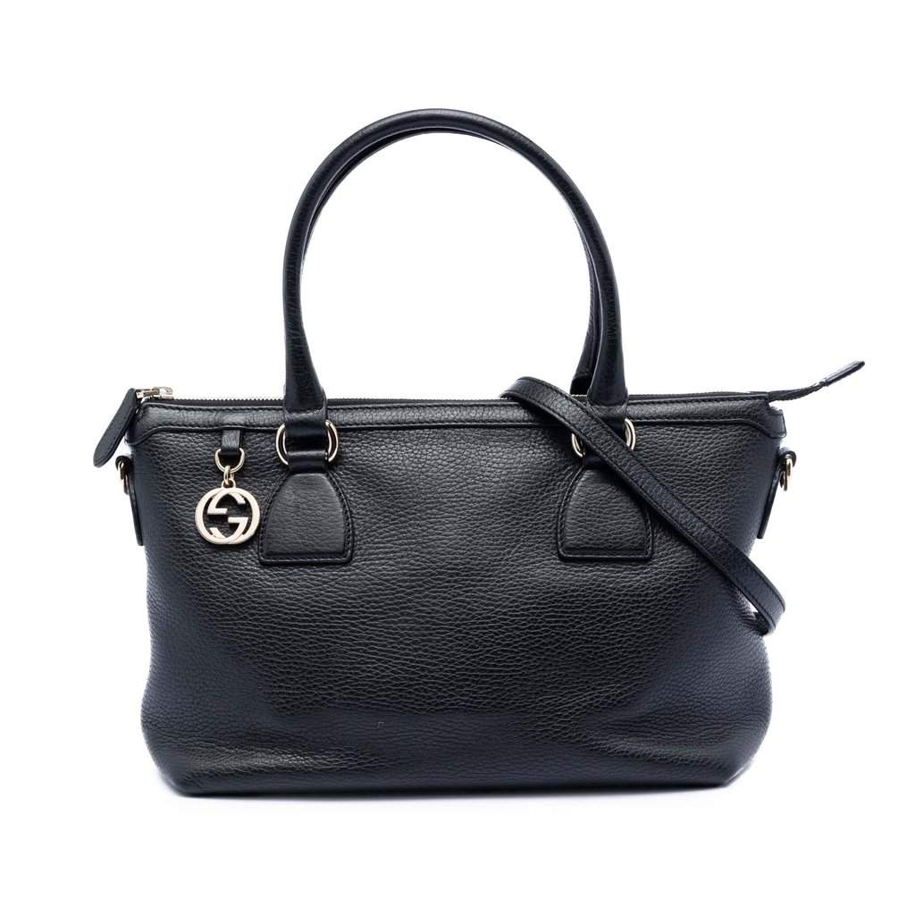 Gucci Dollar Calfskin GG Charm Satchel Black Leather Very good condition - Front View