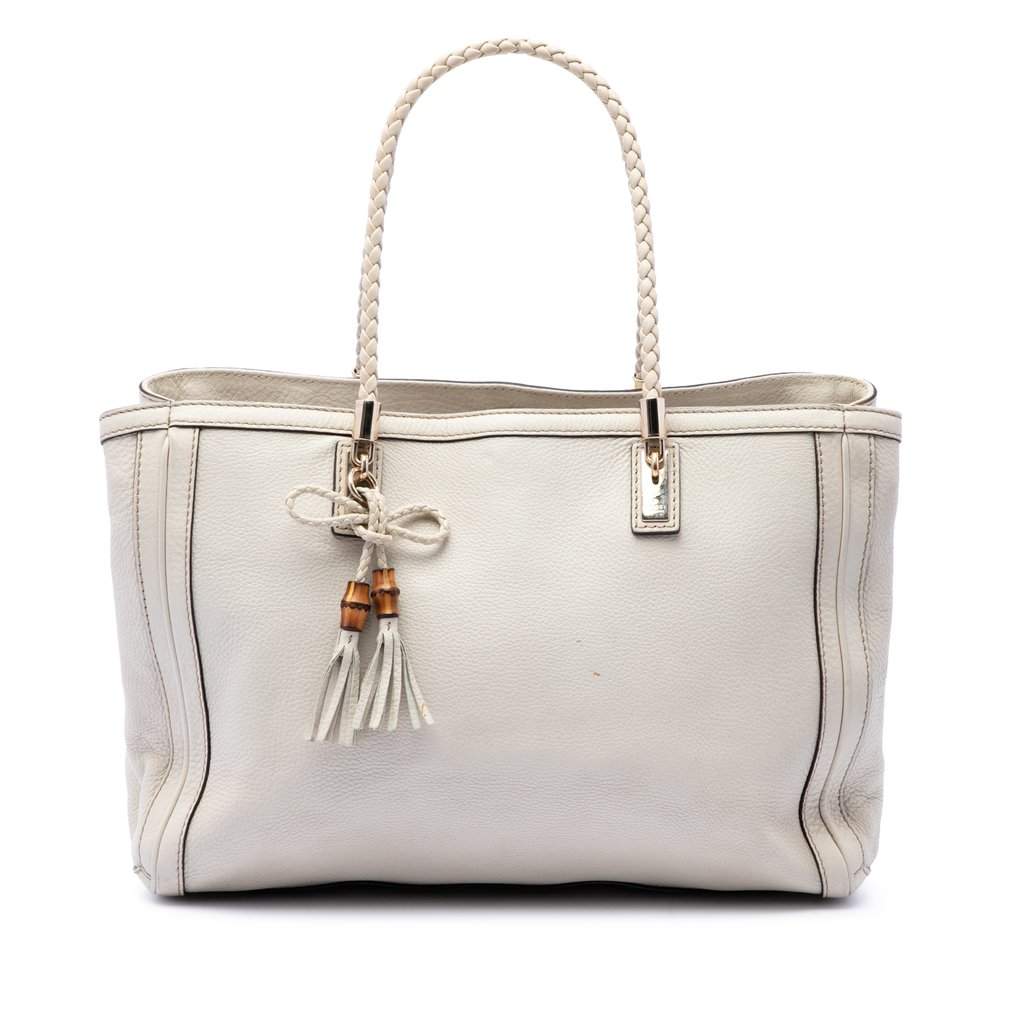 Gucci Calfskin Bella Tote White Leather Very good - Front View
