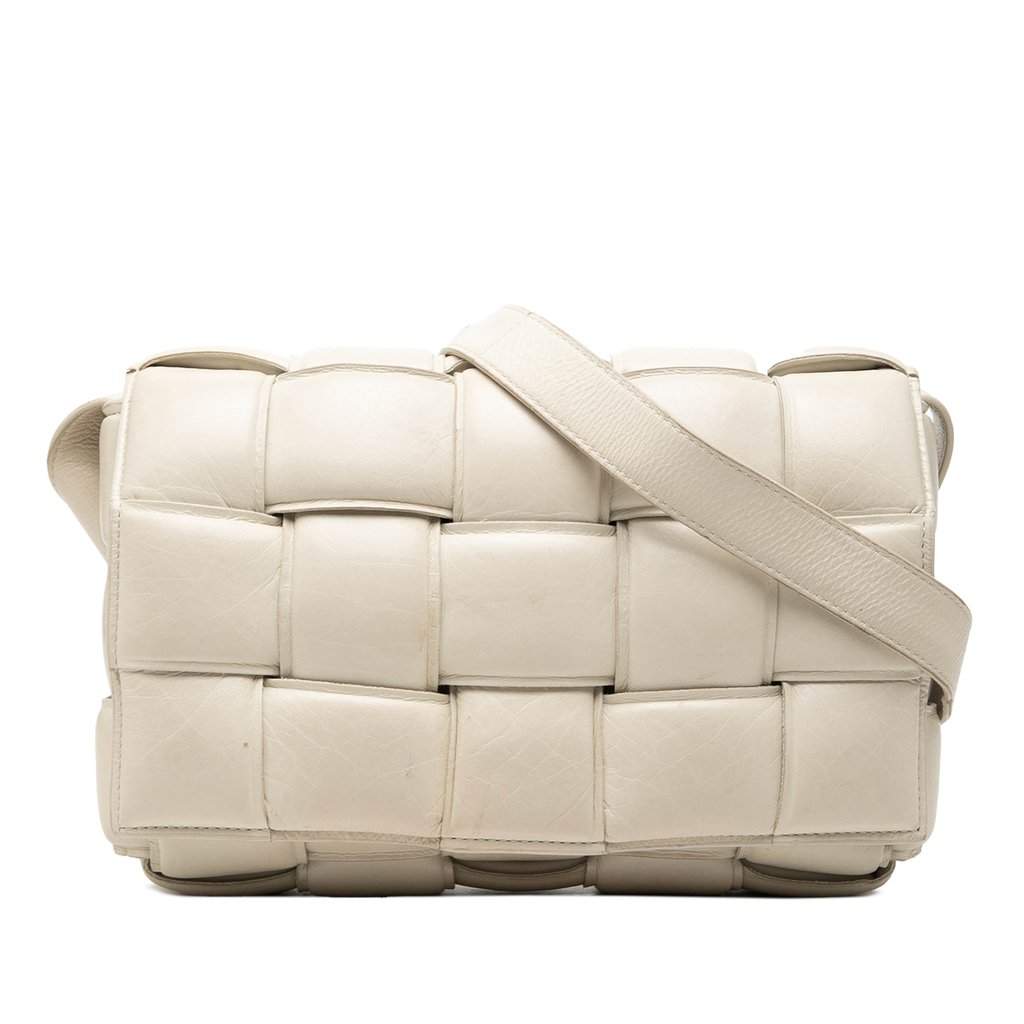 Bottega Veneta Nappa Intrecciato Padded Cassette Crossbody White Leather Very good condition - Front View