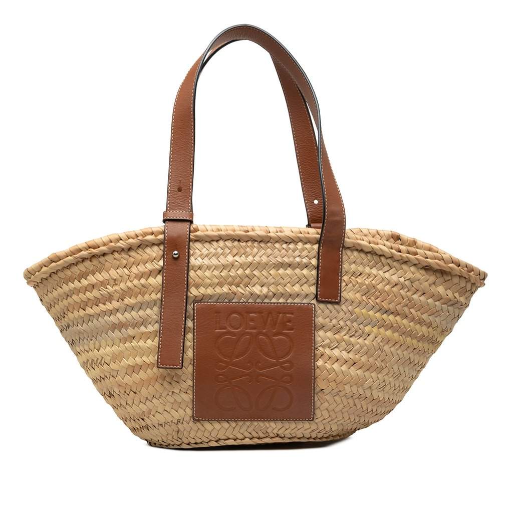 LOEWE Medium Raffia Anagram Basket Tote Beige Very good - Front View