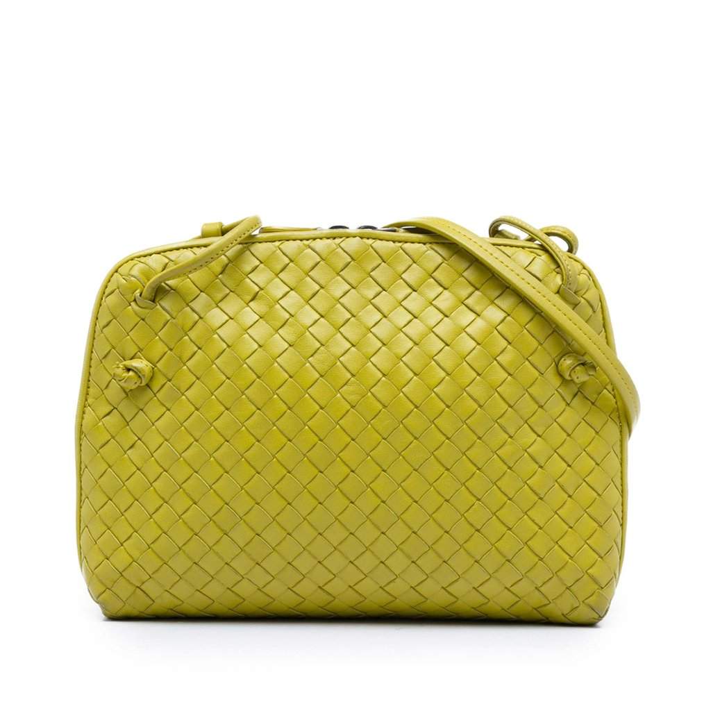 Bottega Veneta Nappa Intrecciato Nodini Crossbody Yellow Leather Very good - Front View