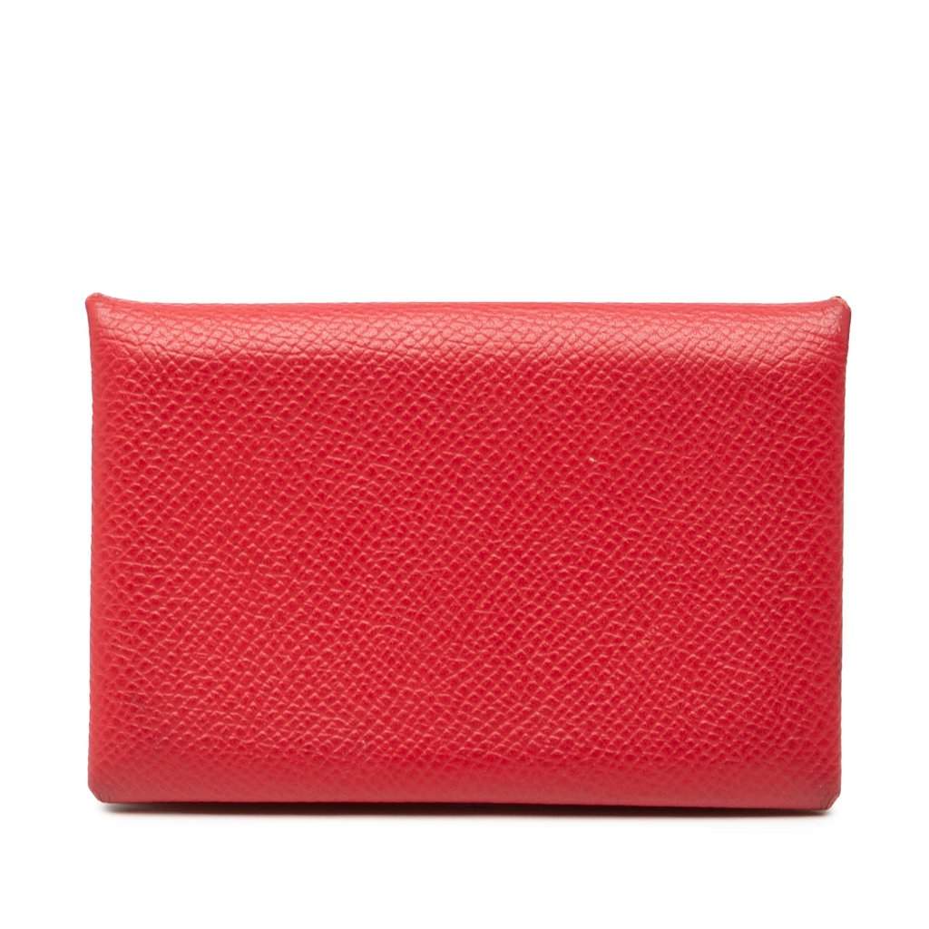 Hermès Epsom Calvi Card Holder Red Leather Very good condition - Front View