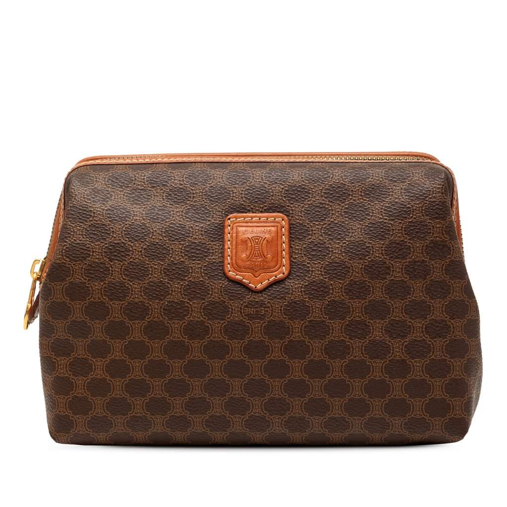 Celine Macadam Coated Canvas Pouch Brown Very good condition - Front View