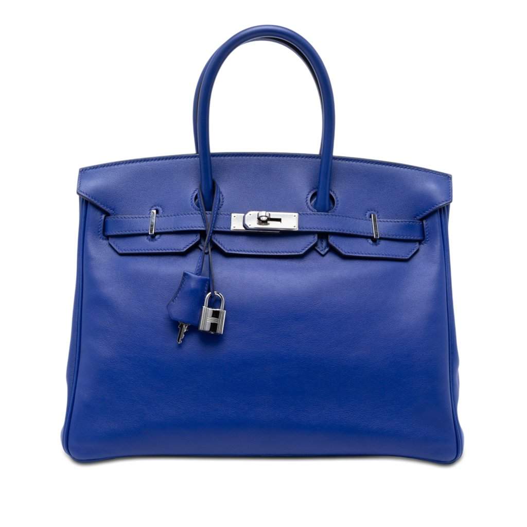 Hermès Swift Birkin Retourne 35 Blue Leather Very good condition - Front View