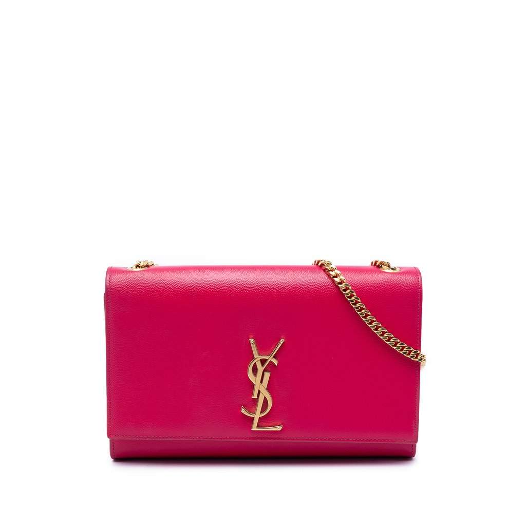 Saint Laurent Medium Grain De Poudre Monogram Kate Crossbody Pink Leather Very good - Front View