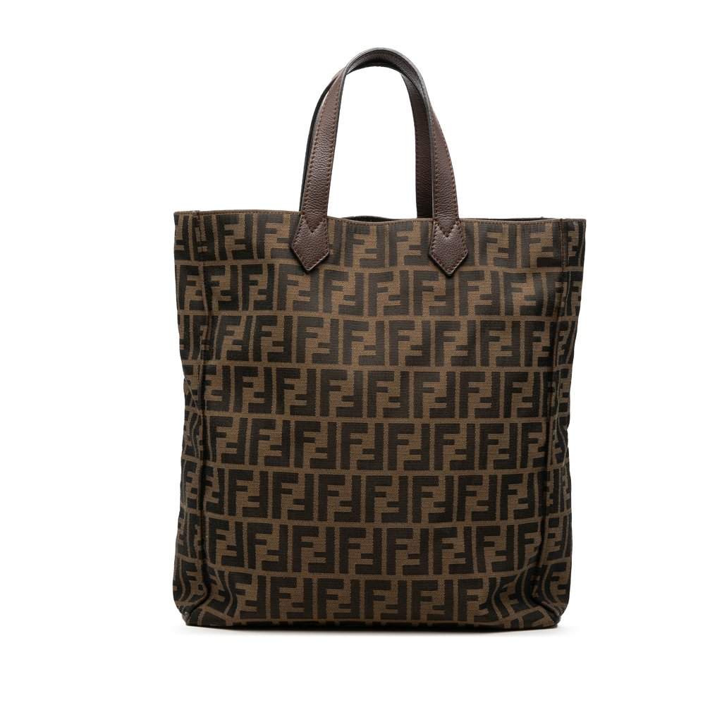Fendi Zucca Canvas Vertical Shopping Tote Brown Very good - Front View