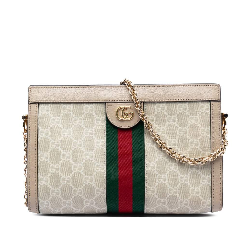 Gucci Small GG Supreme Web Ophidia Chain Crossbody Brown Very good condition - Front View