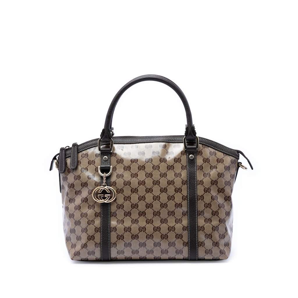 Gucci Medium GG Crystal Charm Dome Satchel Beige Very good - Front View