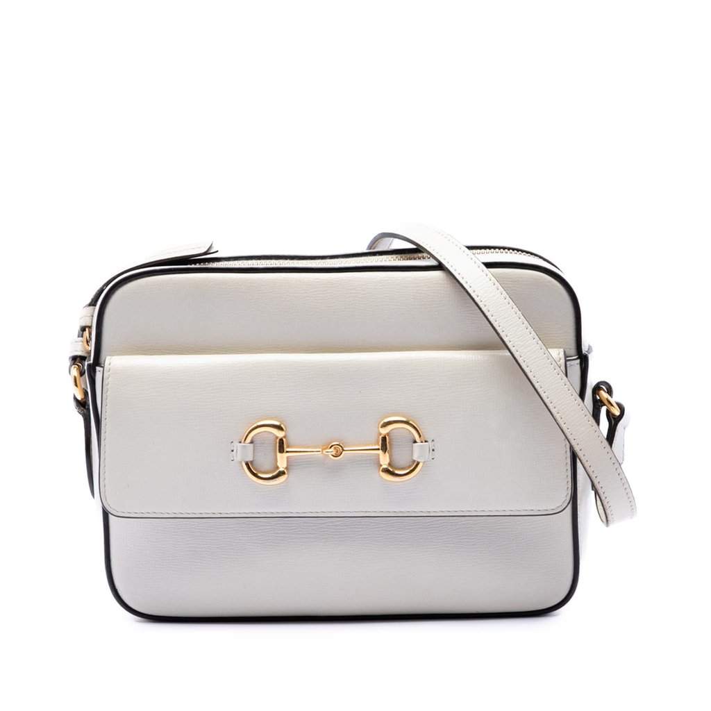 Gucci Small Leather Horsebit 1955 Camera Bag White Leather Very good condition - Front View